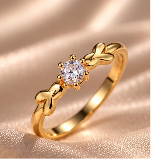 Heart Accent Solitaire Ring