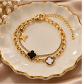 Layered clover station charm bracelet