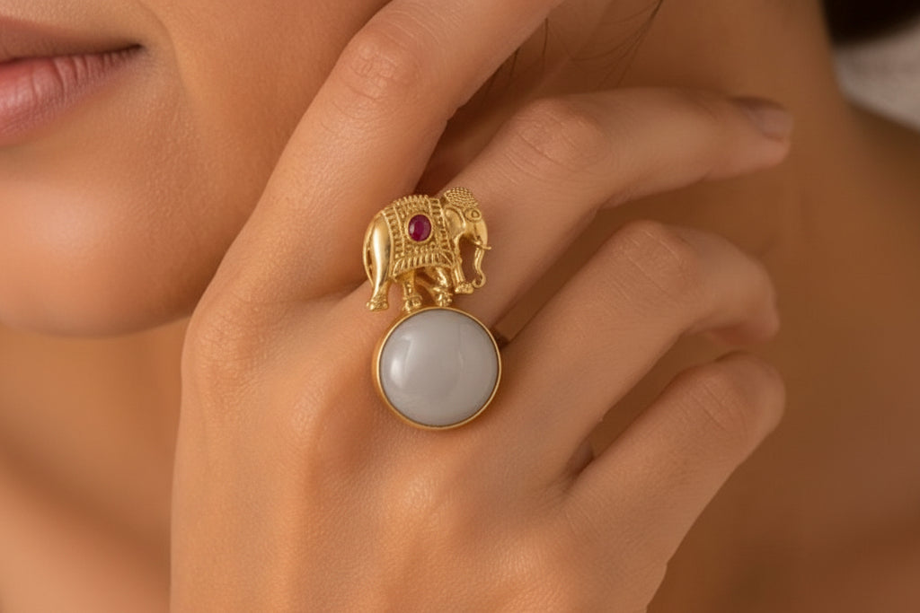 Grey stone statement ring