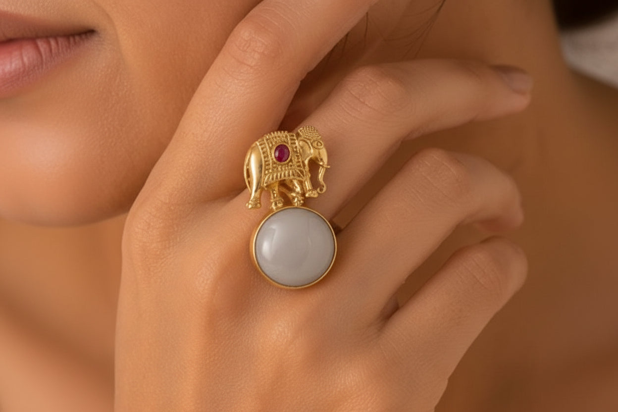 Grey stone statement ring