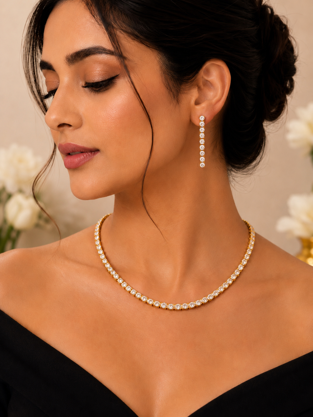 AD single line necklace set