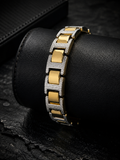 Iced-out two-tone block bracelet