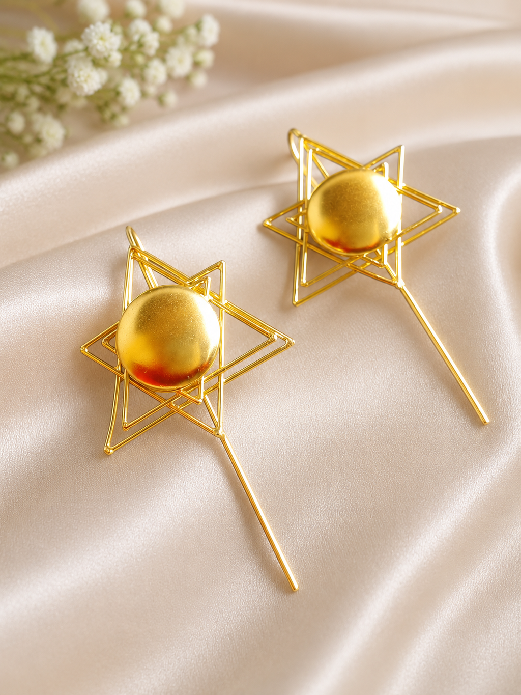 Architectural Hexagram Statement Ear Cuff
