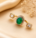 Royal emerald and diamond multi-finger statement ring