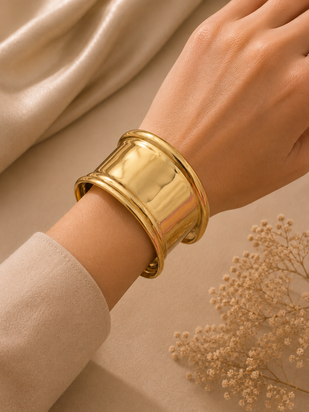 Chunky gold-tone wide statement cuff