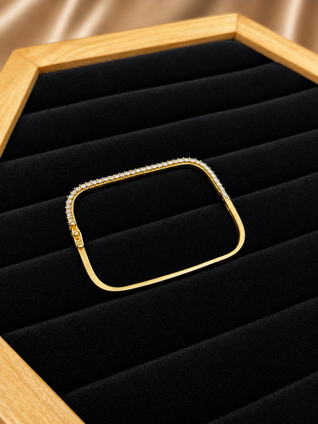 AD square-shaped single-line diamond tennis kada bangle