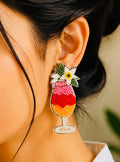 Handmade tropical cocktail beaded statement earrings.