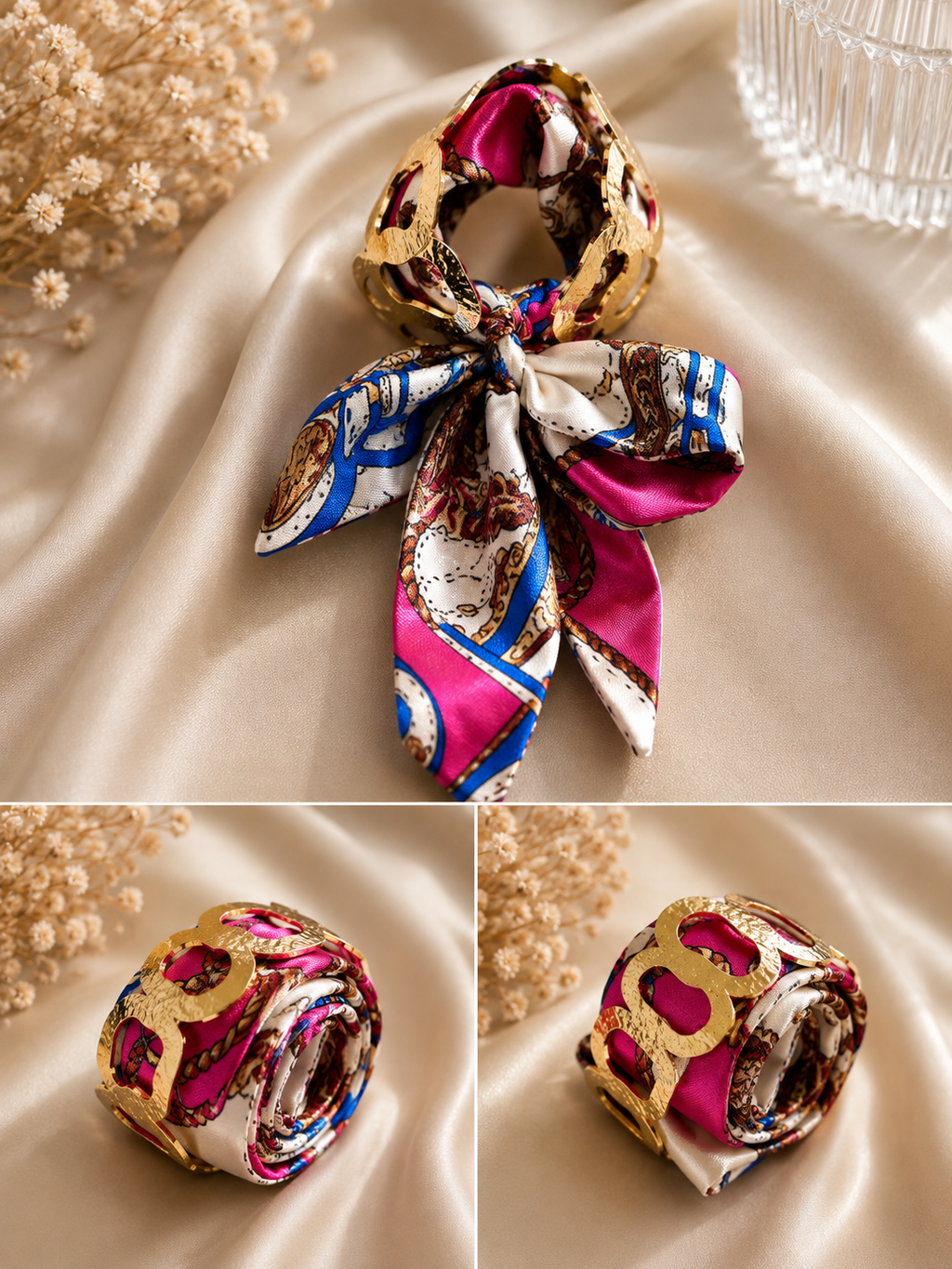 2-in-1 silk scarf cuff bracelet