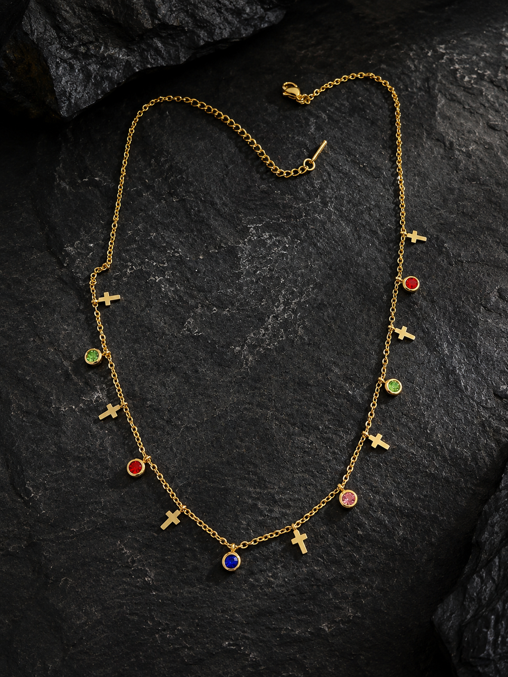 Rainbow cross charm necklace