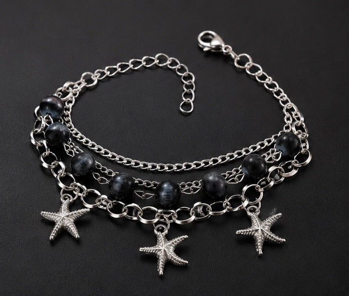 Oxidized silver-tone starfish charms