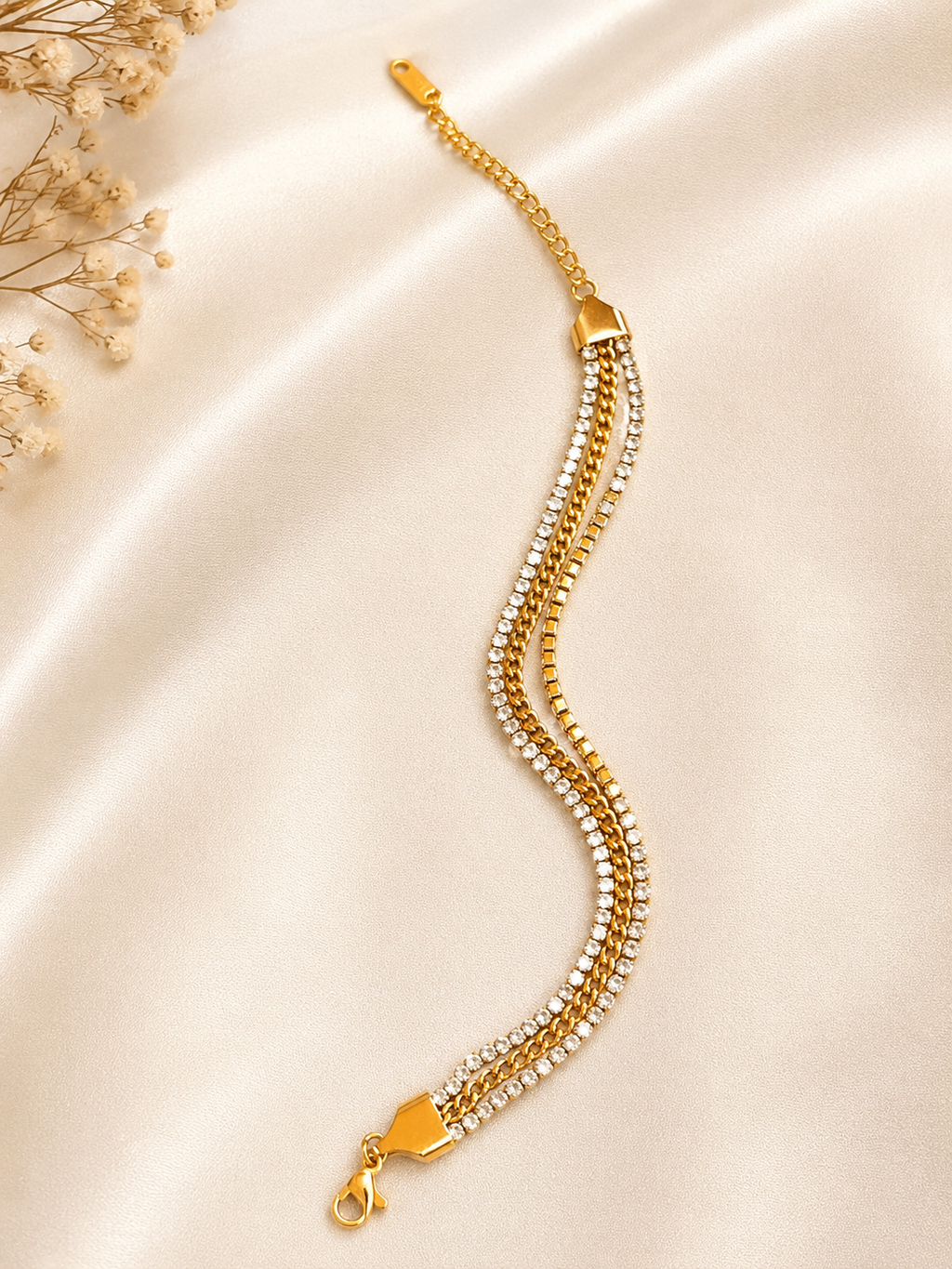 luxurious multi-layered golden crystal bracelet