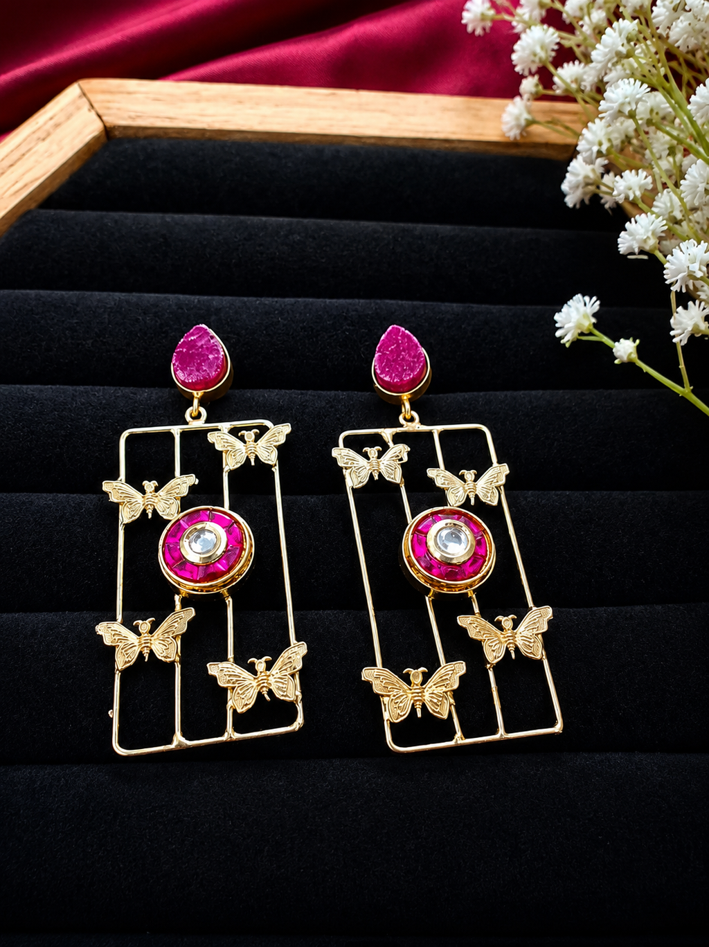 Contemporary Geometric Butterfly Dangler Earrings