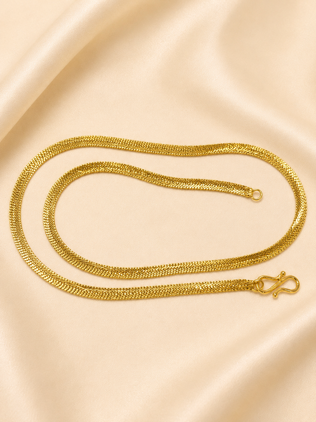 Sleek golden flat mesh snake chain (22inch)
