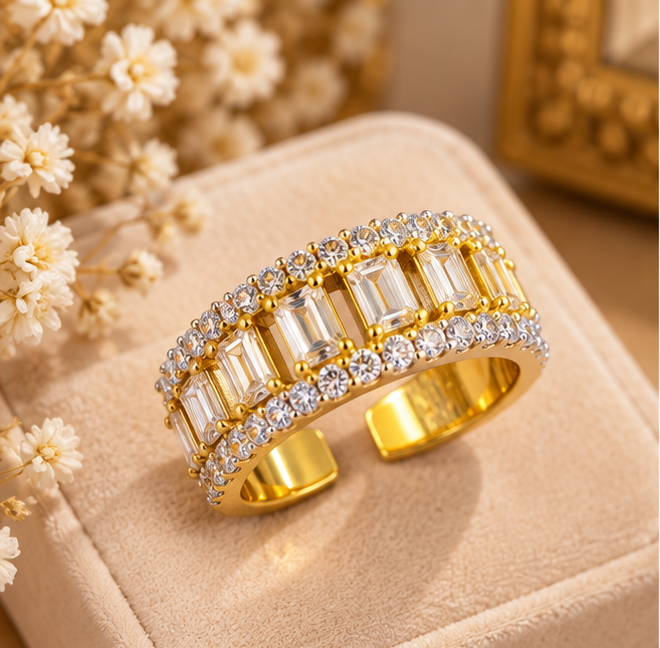 Triple-band geometric statement ring