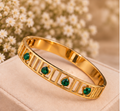 Emerald green pear cut cutout cuff bracelet