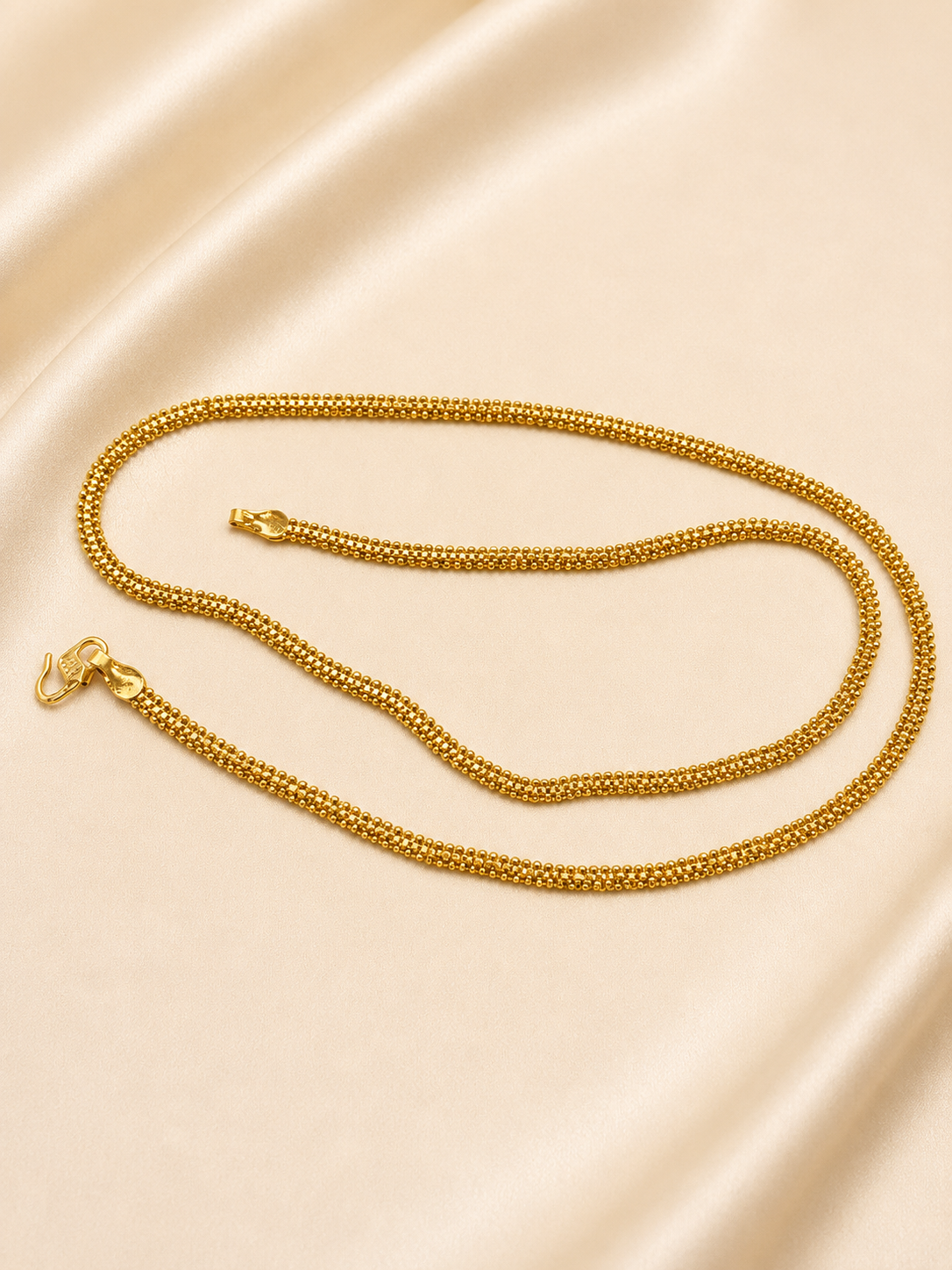 Traditional golden multi-row popcorn mesh chain (22inch)