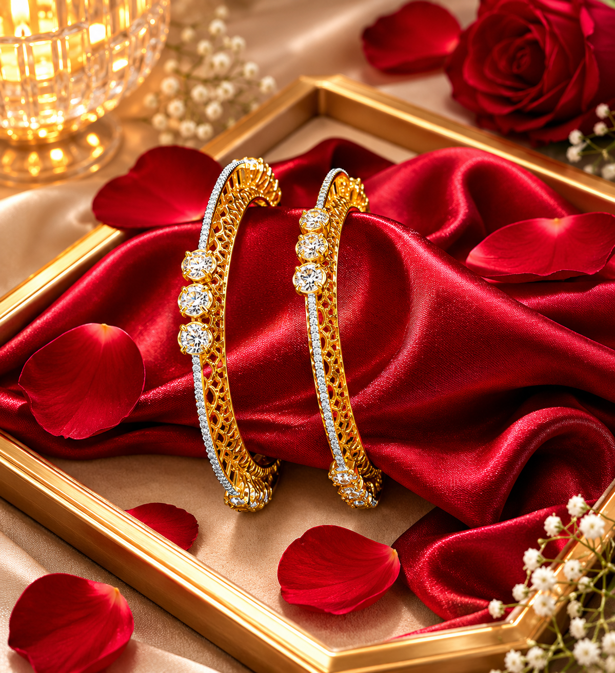 Regal set of two handcrafted gold-plated Pacheli (Crown) bangles