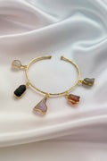 Brass Charm Bracelet With Multicolour Raw Stone