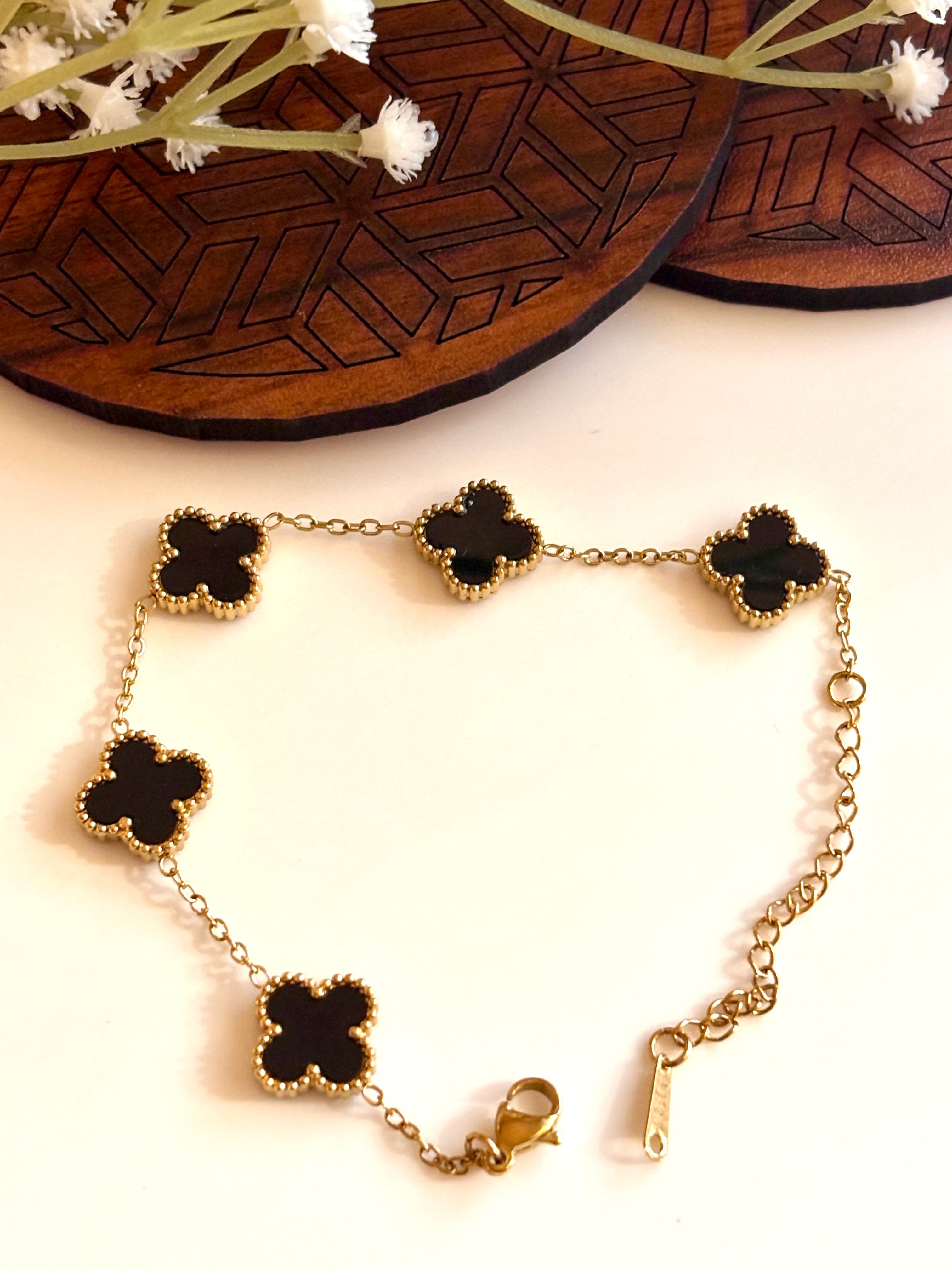 Black Clover Gold Chain Bracelet.