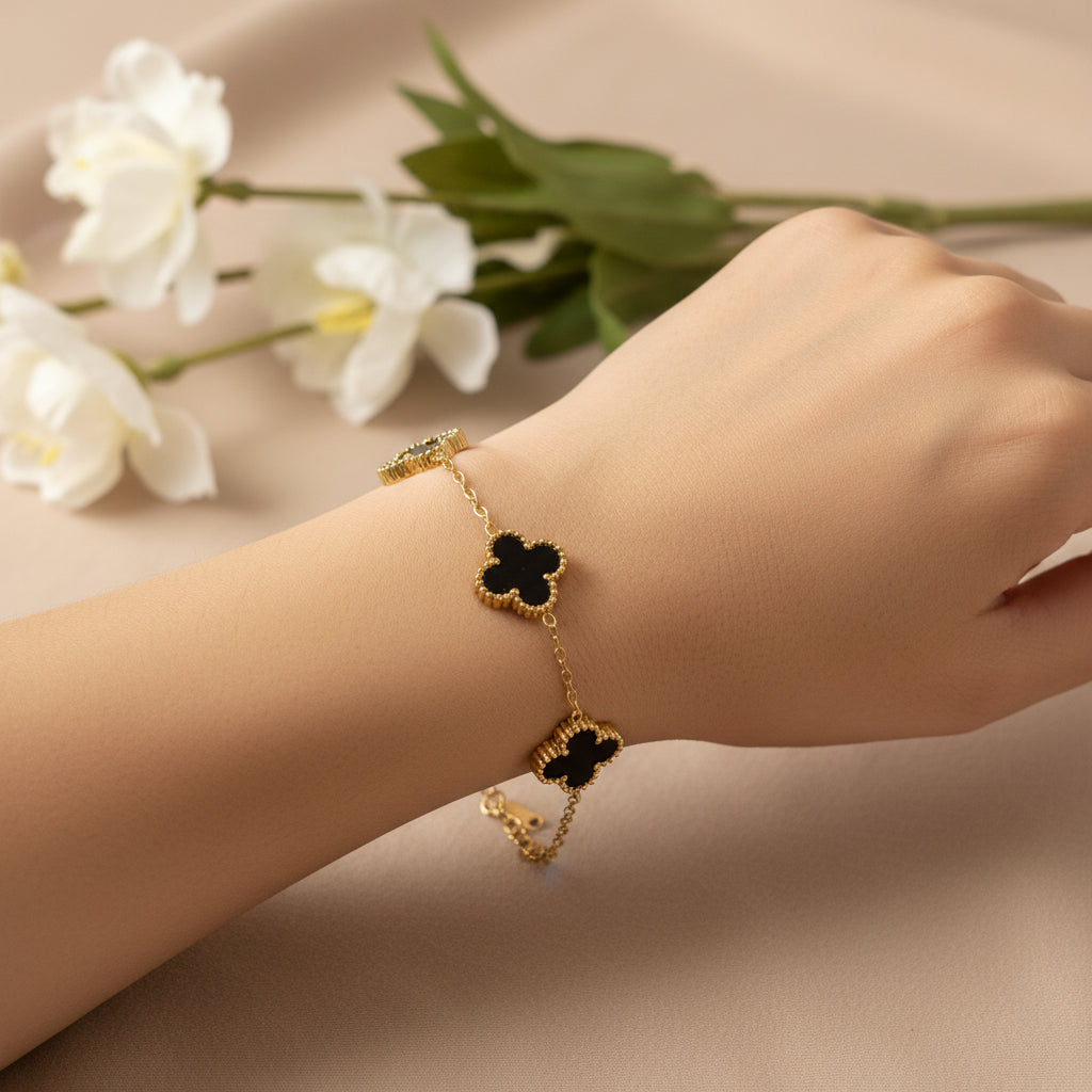 Black Clover Gold Chain Bracelet.