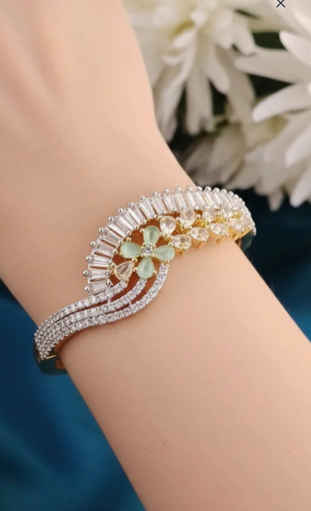 American Diamond Flower Design Bracelet