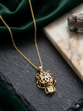 Geometric Panther Head Pendant Necklace