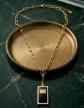 Minimalist Black Enamel N°5 Medallion Necklace
