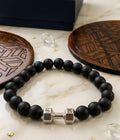 Fitness-themed dumbbell charm beaded bracelet,