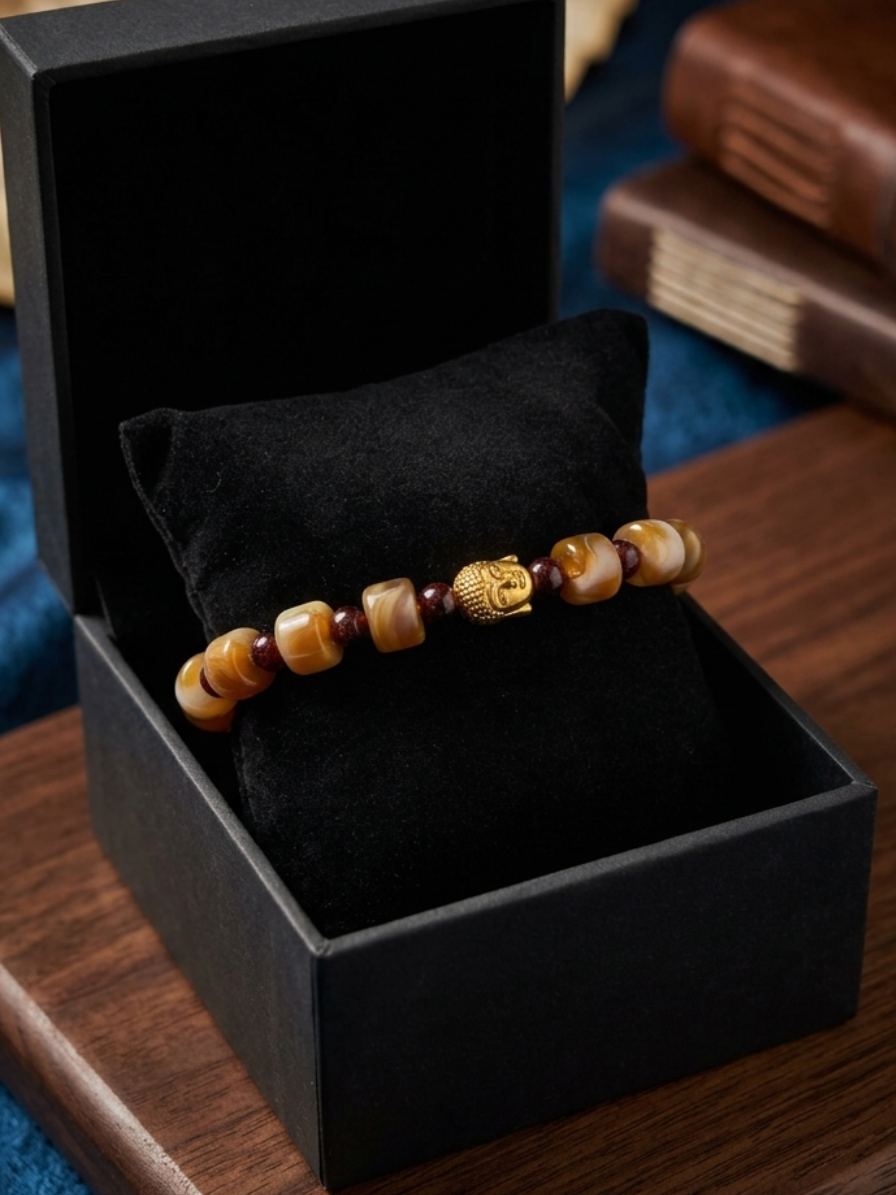 Spiritual Buddha charm gemstone beaded bracelet,