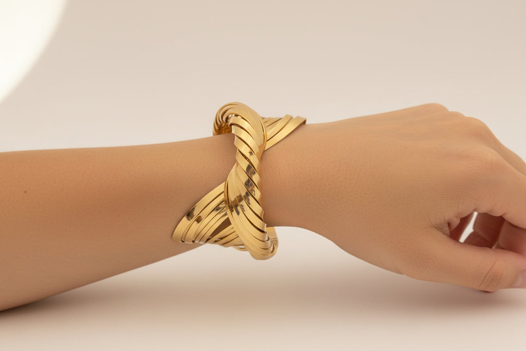 Twisted Cross-Wrap Statement Cuff Bracelet