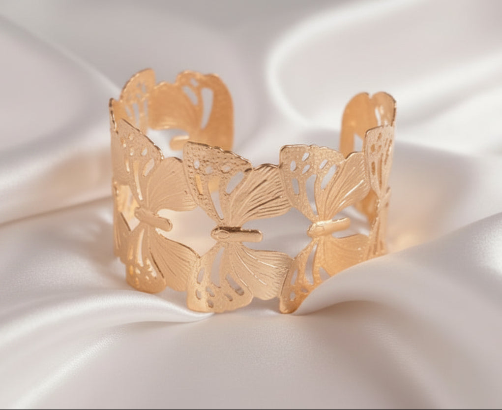 Chunky Gold Butterfly Cuff Bracelet