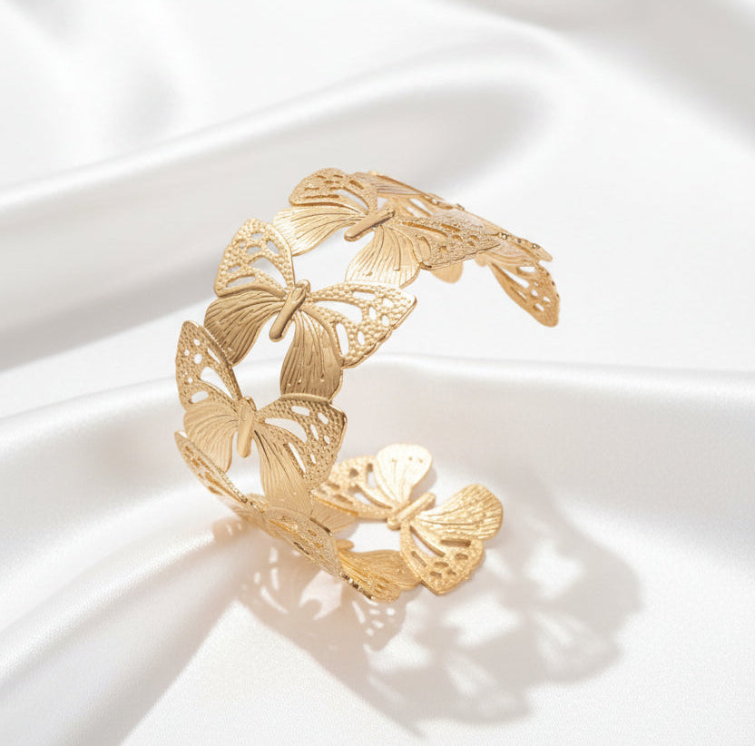 Chunky Gold Butterfly Cuff Bracelet