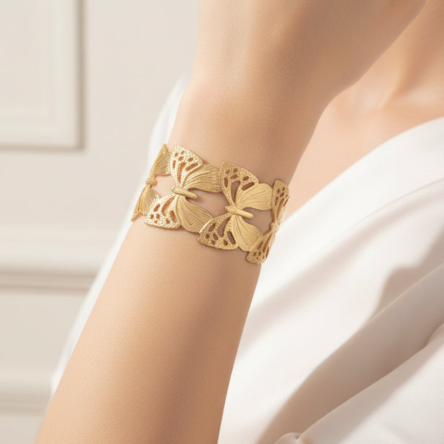 Chunky Gold Butterfly Cuff Bracelet