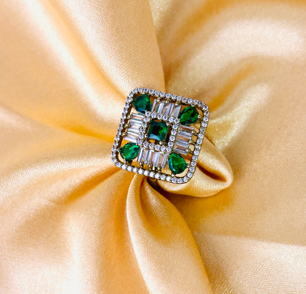 luxurious geometric cocktail ring