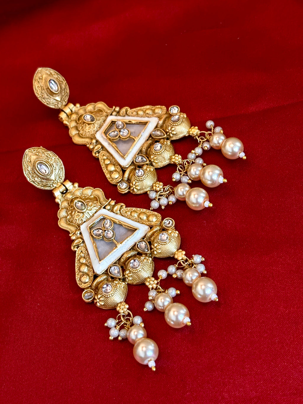 Kundan Triangular Temple Drops