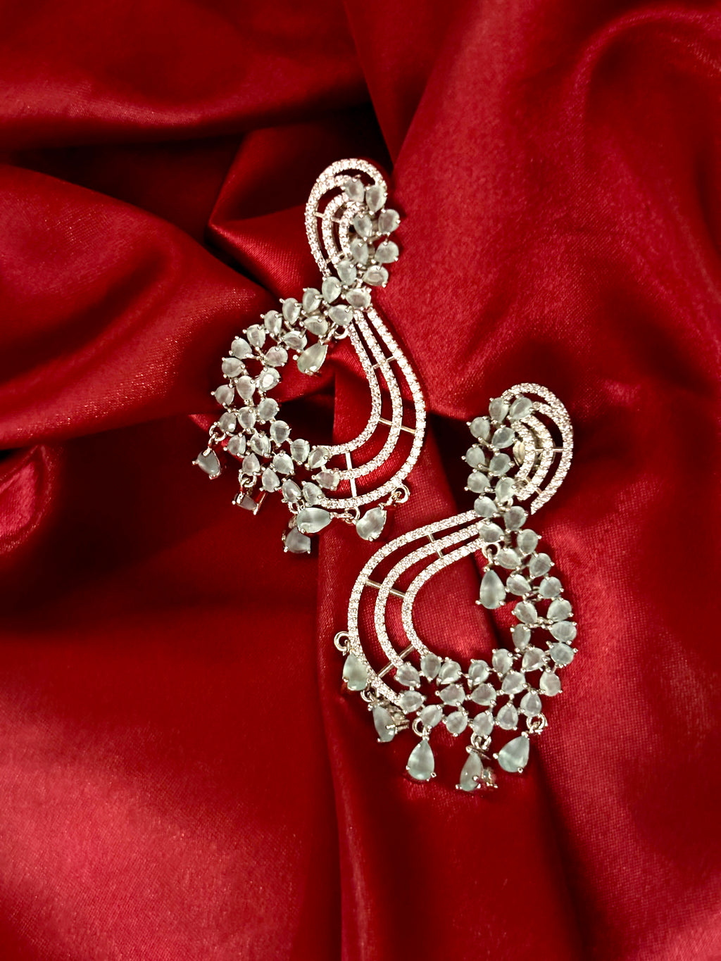 Elegant Chandelier Earrings with Crimson Gemstones