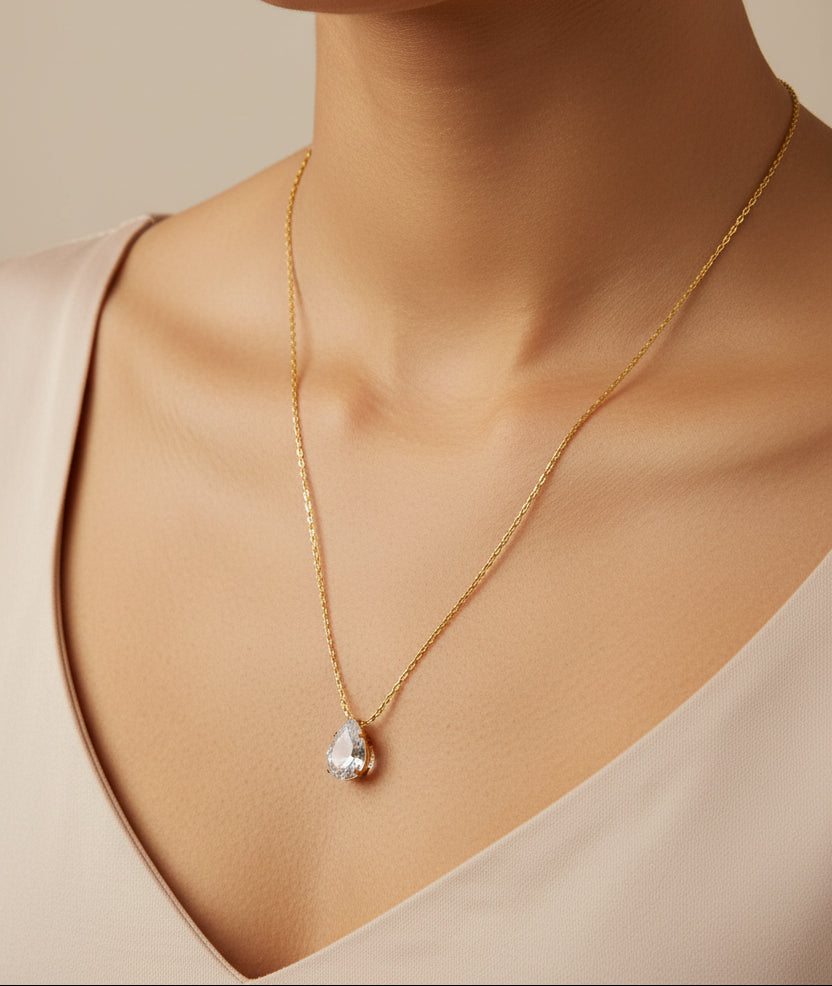 Pear-Cut Solitaire Necklace