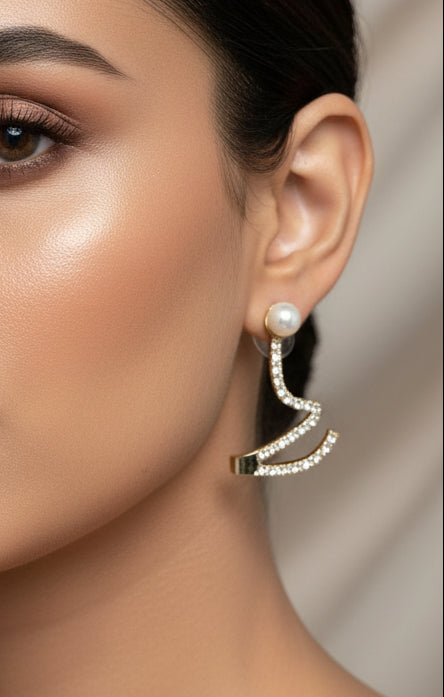 Korean-style wave ear cuff climber earrings