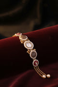 Kashmiri Kundan & Pearl Bracelet Watch(gray)