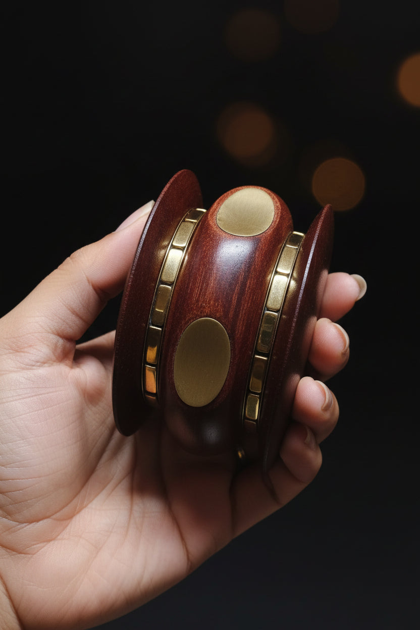 Handcrafted Wooden & Brass Statement Bangle Stack