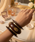 Handcrafted Wooden & Brass Statement Bangle Stack