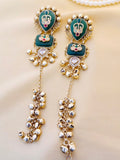 Royal Green Kashmiri Meenakari long drop earrings