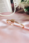 Cylinder Barrel Charm Bangle Bracelet (Rose Gold)