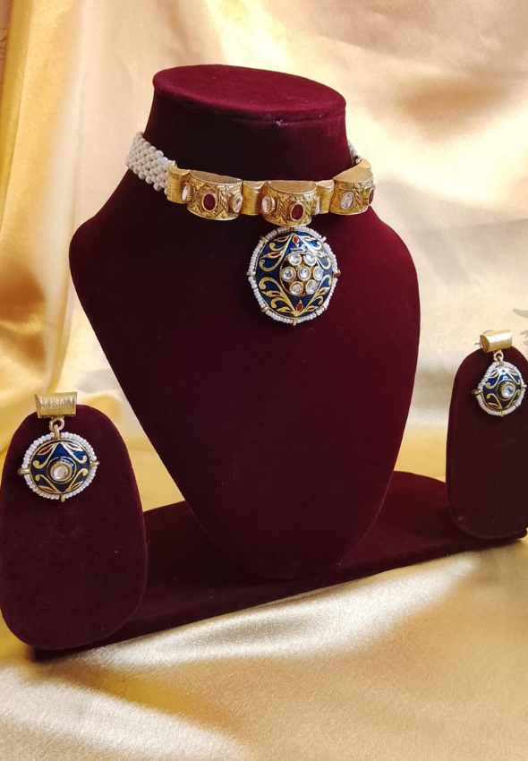 Meenakari antique choker with kundan art