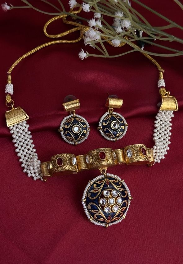 Meenakari antique choker with kundan art