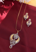 Elegant Gold Pendant Necklace Set with Statement Earrings
