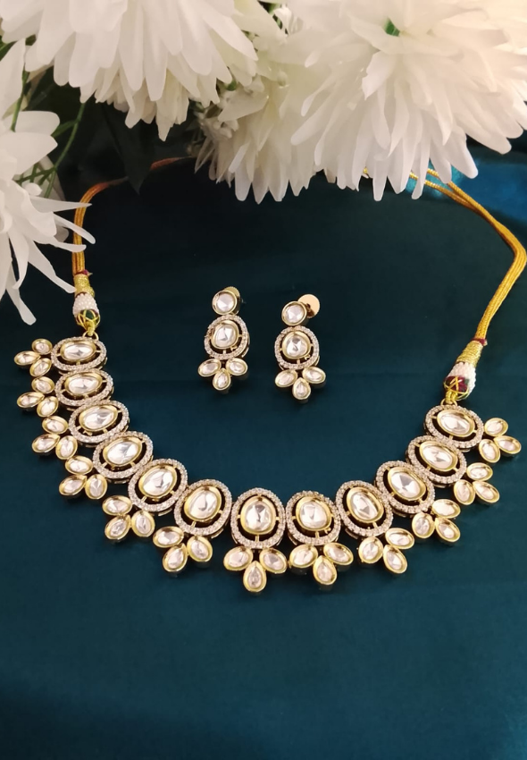 AD polki choker with floral drops