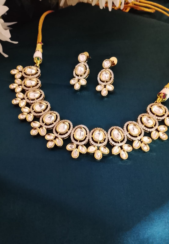 AD polki choker with floral drops