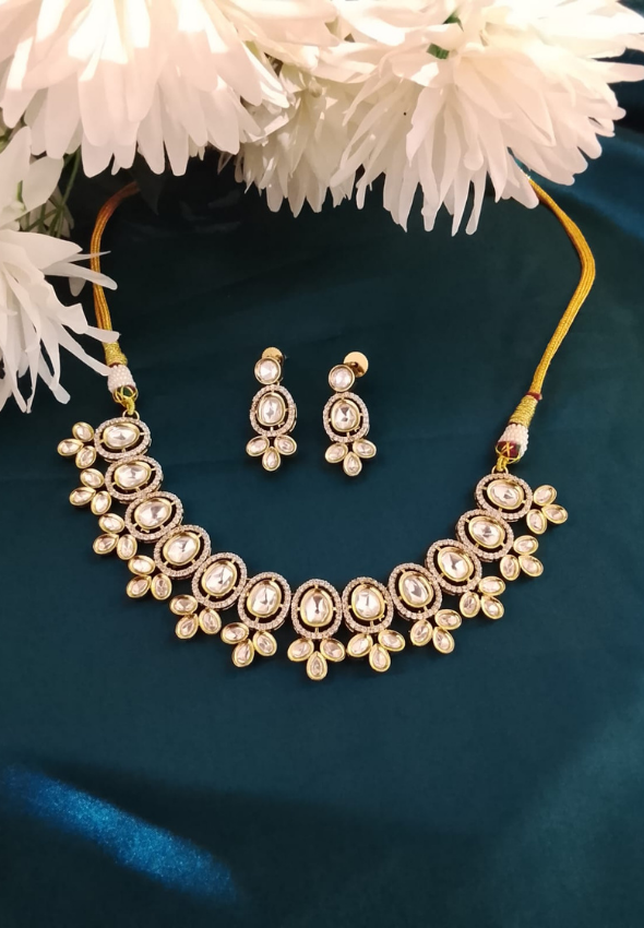AD polki choker with floral drops