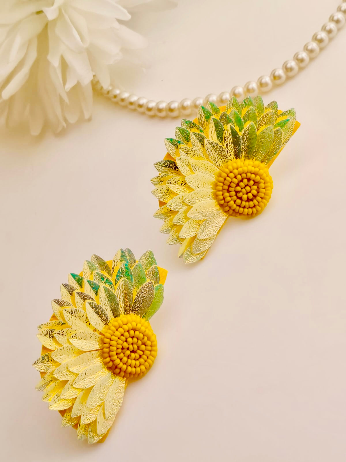 Golden Sunflower Statement Stud Earrings